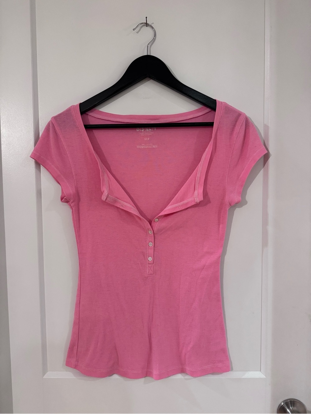 Old Navy Pink Short Sleeve Henley Tee